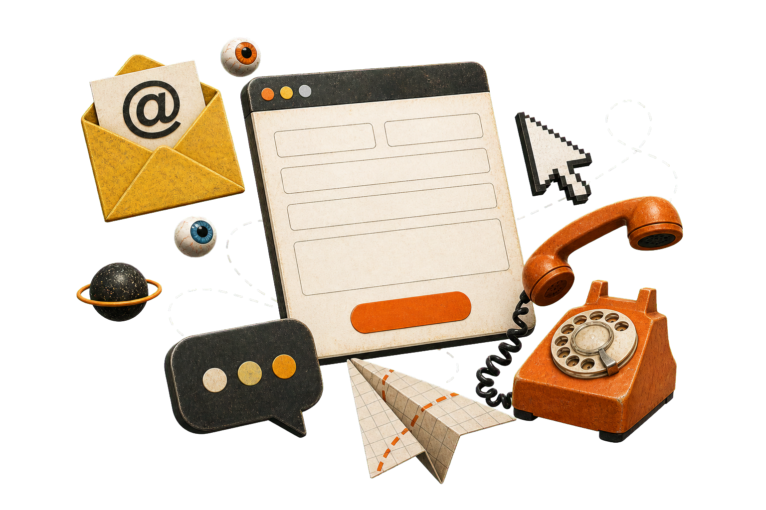Floating RMCM contact objects around a message screen