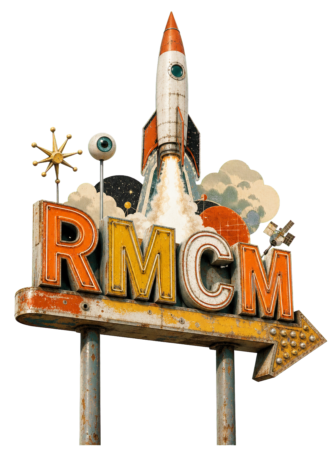 Surreal RMCM roadside sign with launch motif