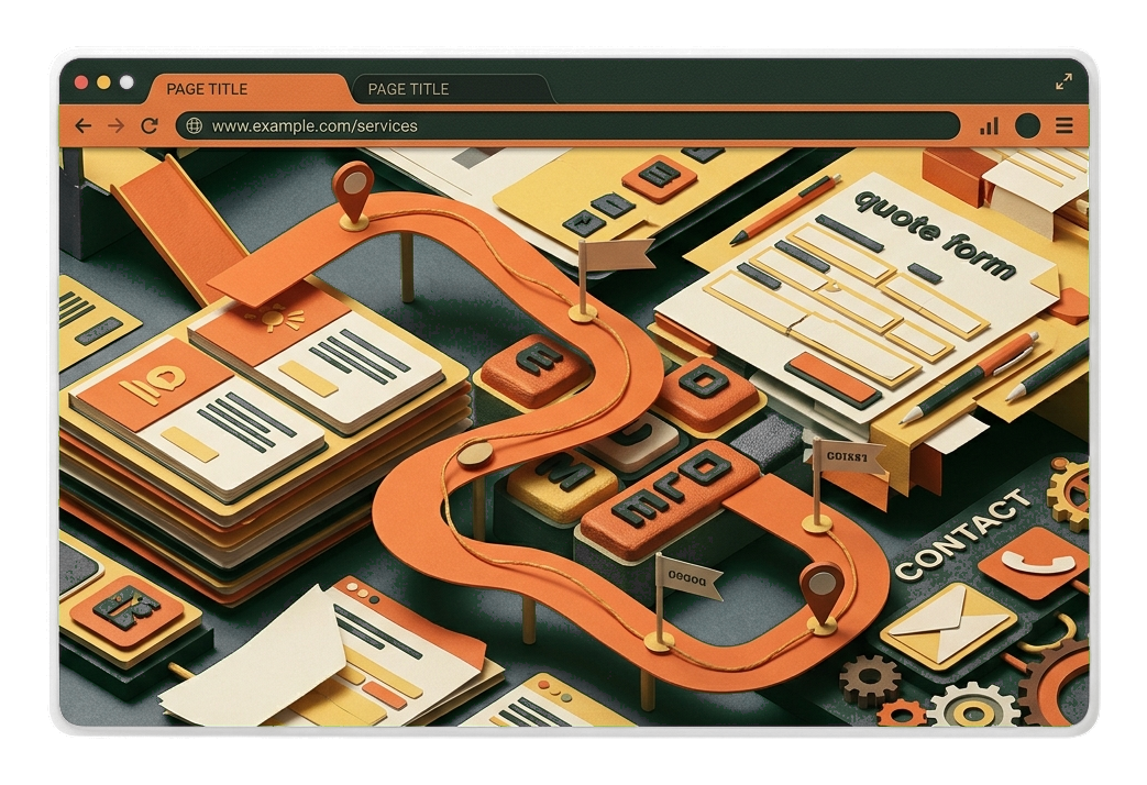 Surreal browser showing a conversion path through search content