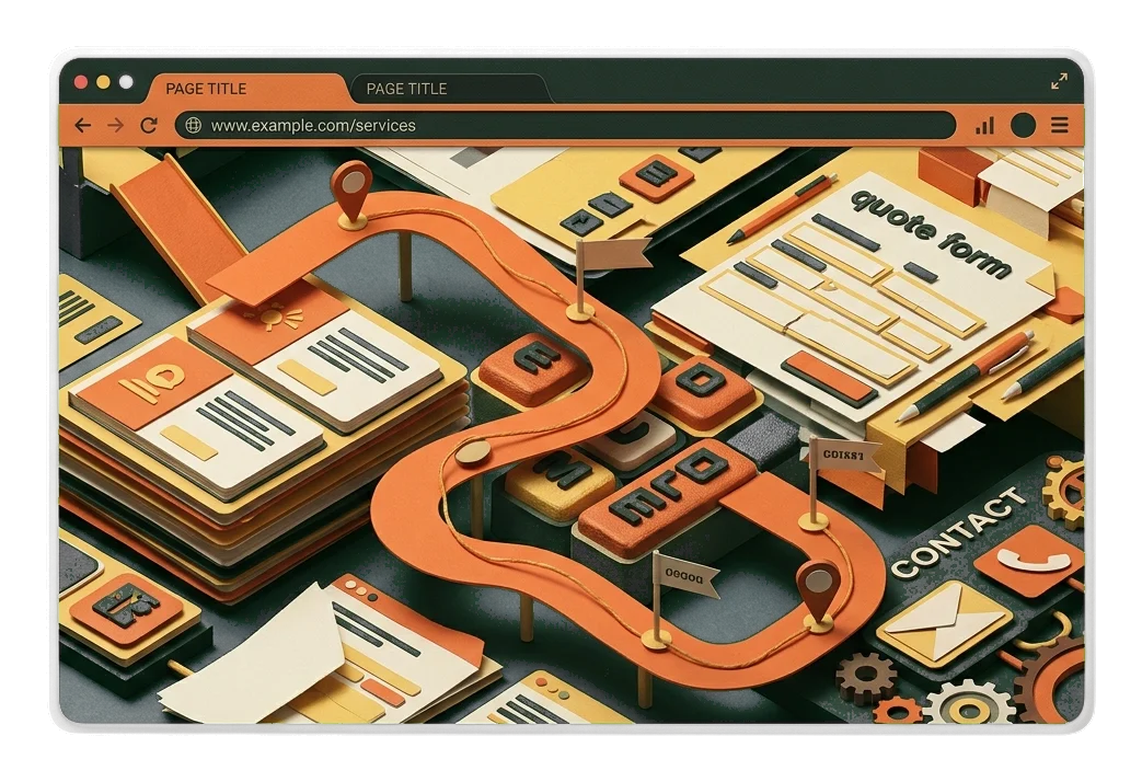 Surreal browser showing a conversion path through search content