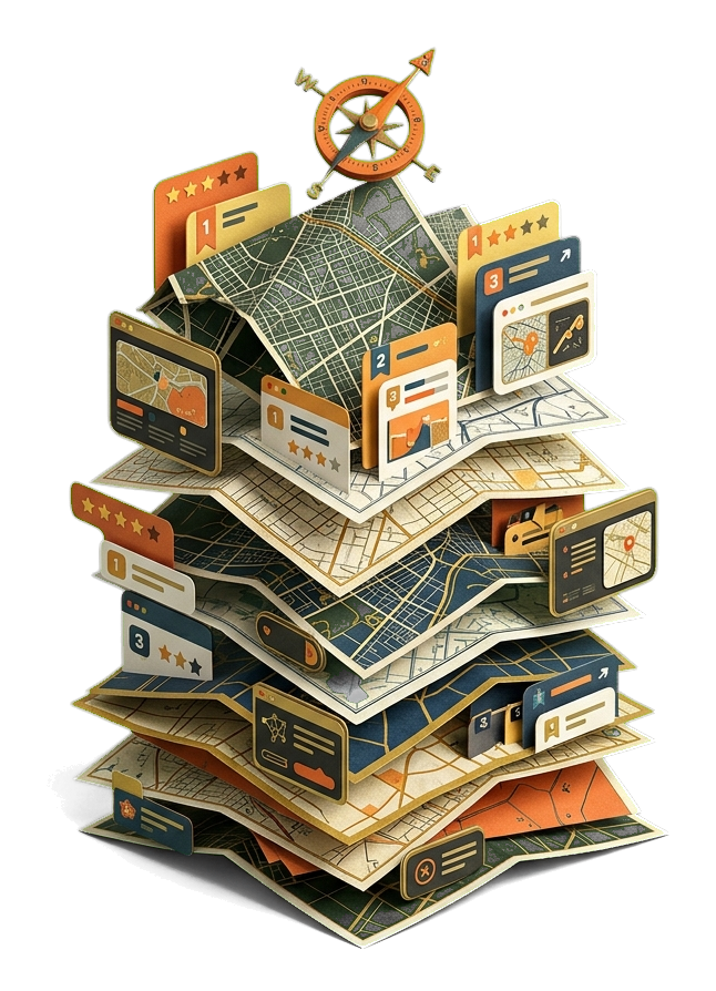Surreal local ranking map sculpture