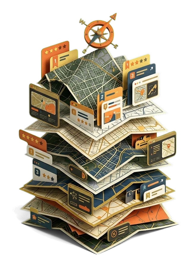 Surreal local ranking map sculpture