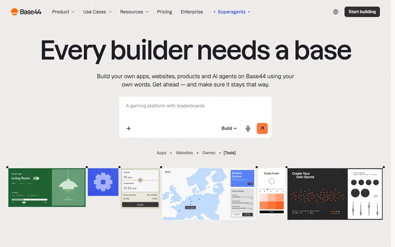 Base44 homepage in August 2026