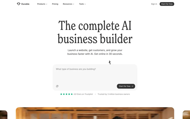 Durable homepage in August 2026