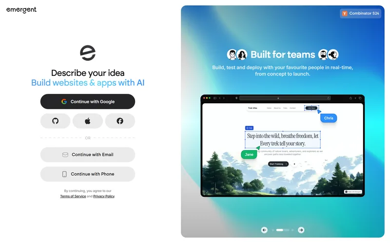 Emergent sign-in page in August 2026