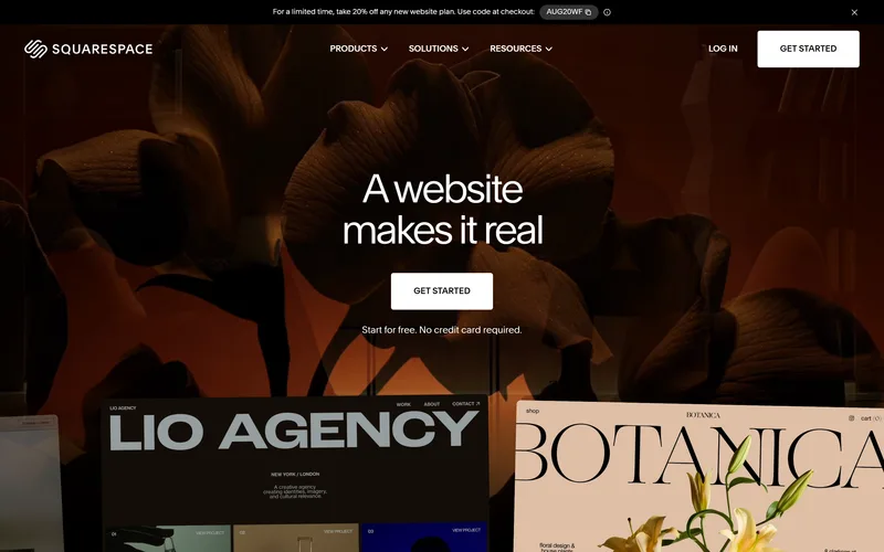 Squarespace homepage in August 2026