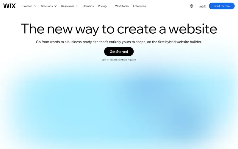 Wix homepage in August 2026