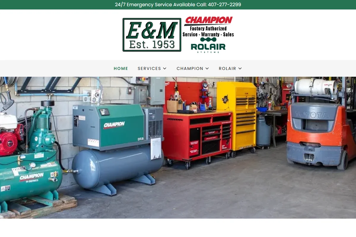 E&M Equipment original site before the RMCM redesign