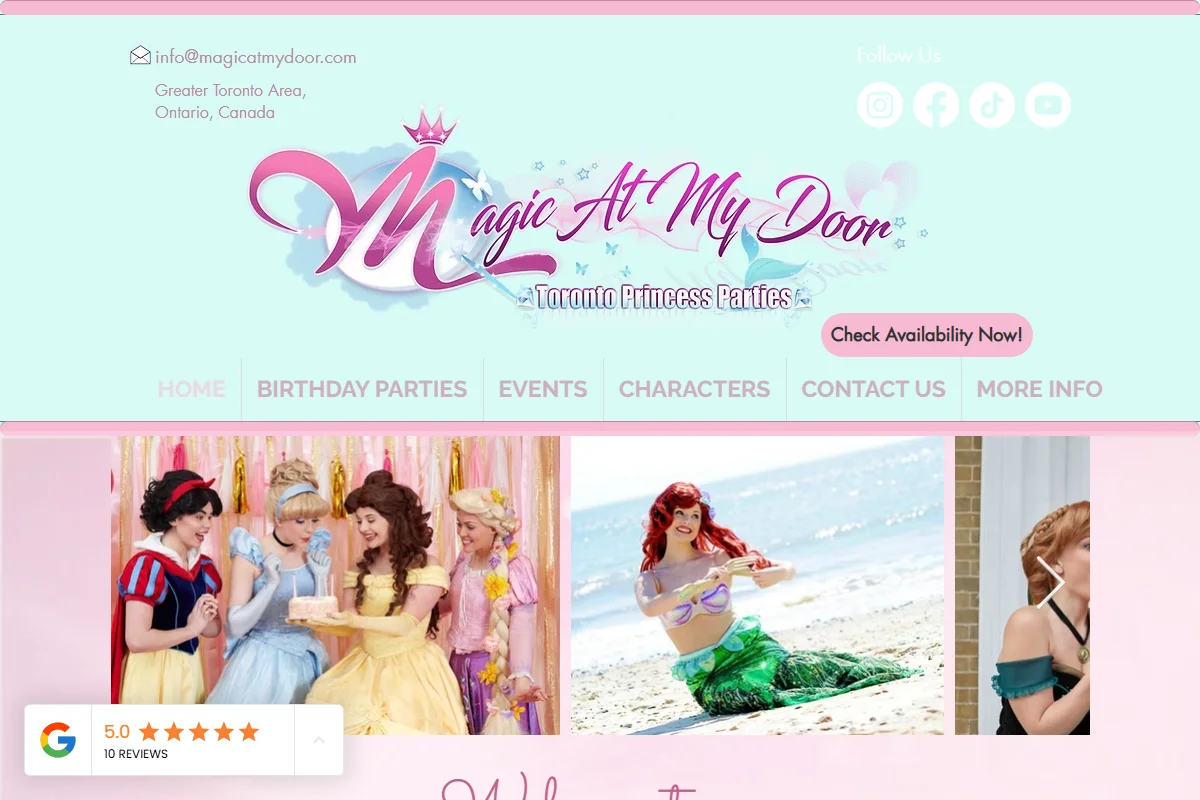 Magic At My Door original Wix site before the RMCM redesign