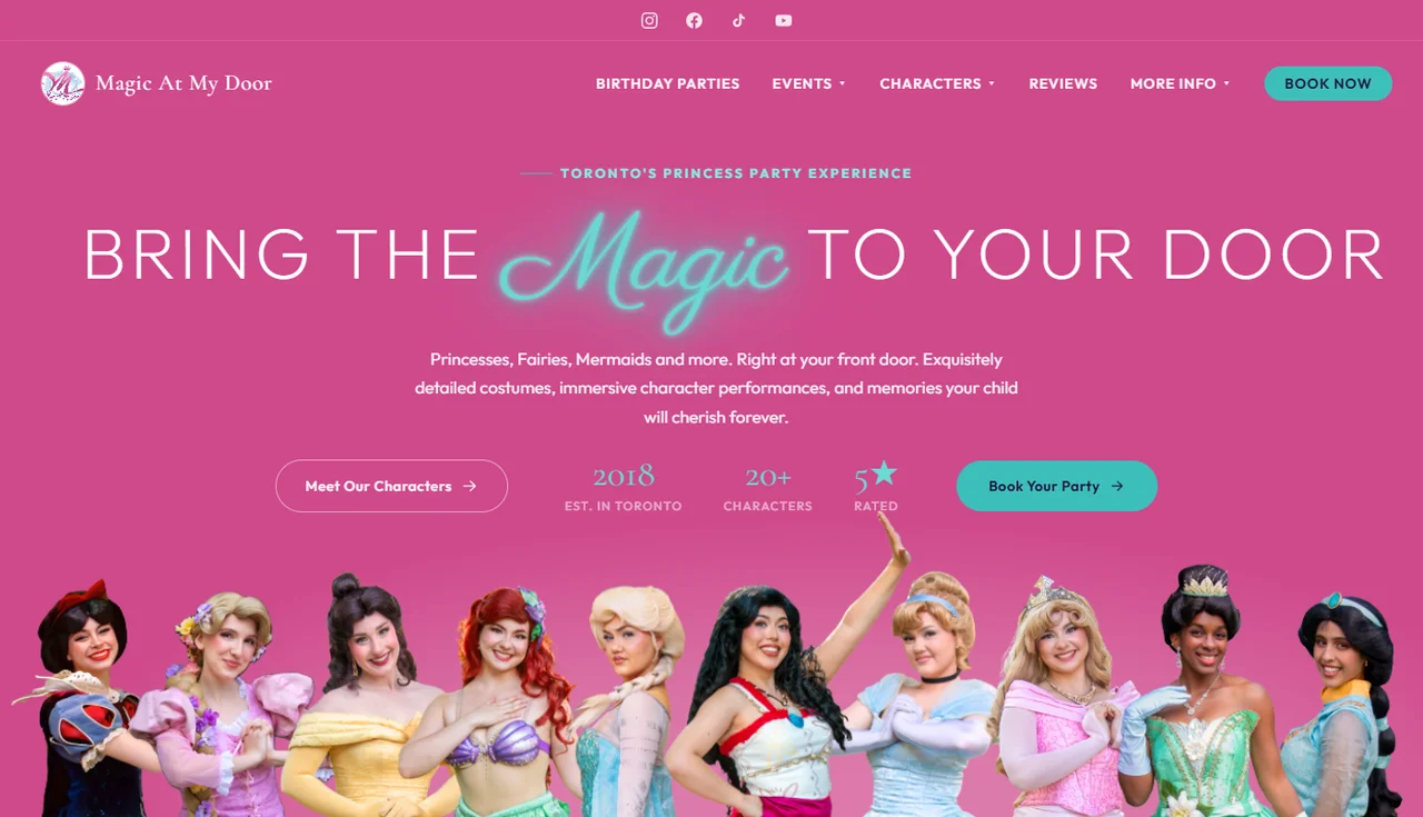 Magic At My Door redesigned homepage screenshot