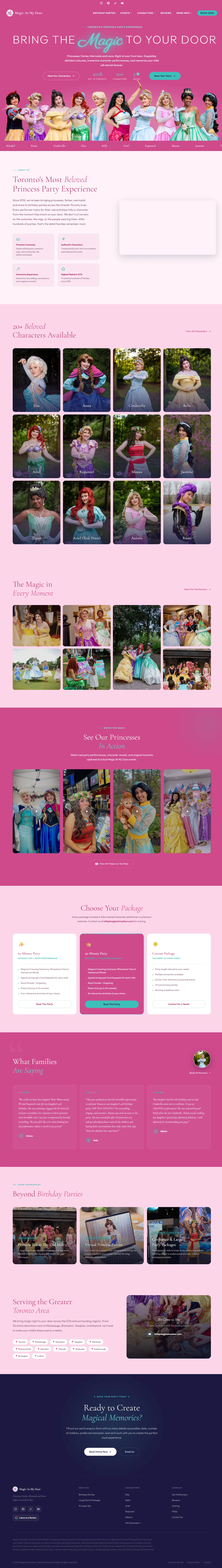 Magic At My Door redesigned site on desktop