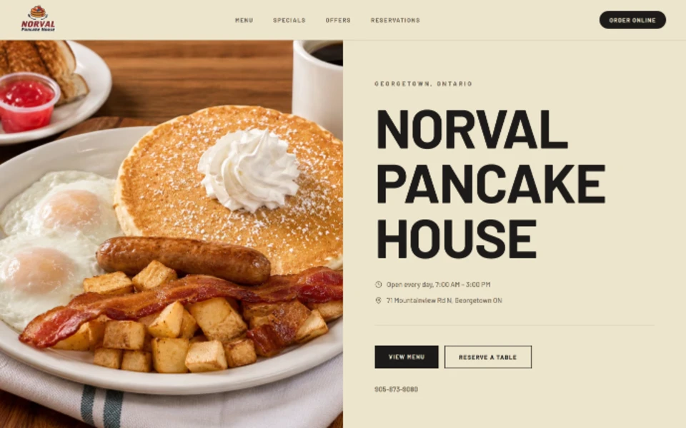 Norval Pancake House homepage hero