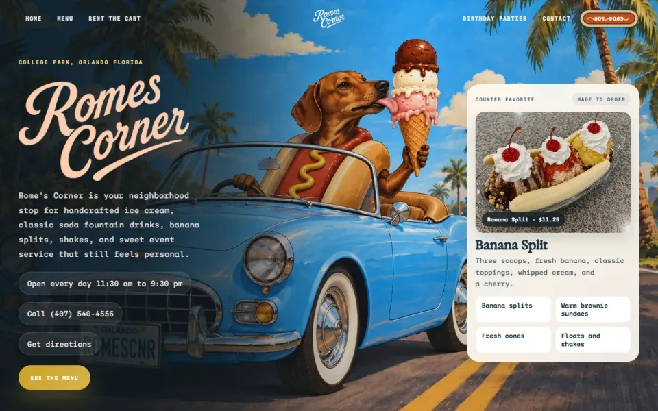 Rome&rsquo;s Corner homepage hero