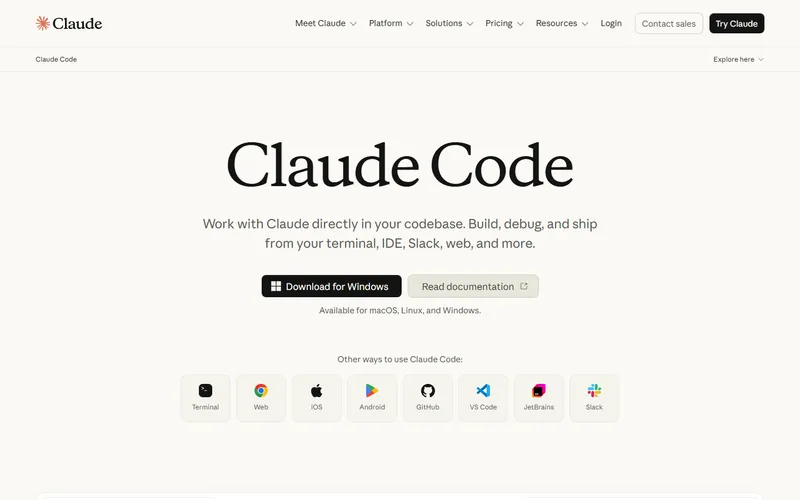 Claude Code website