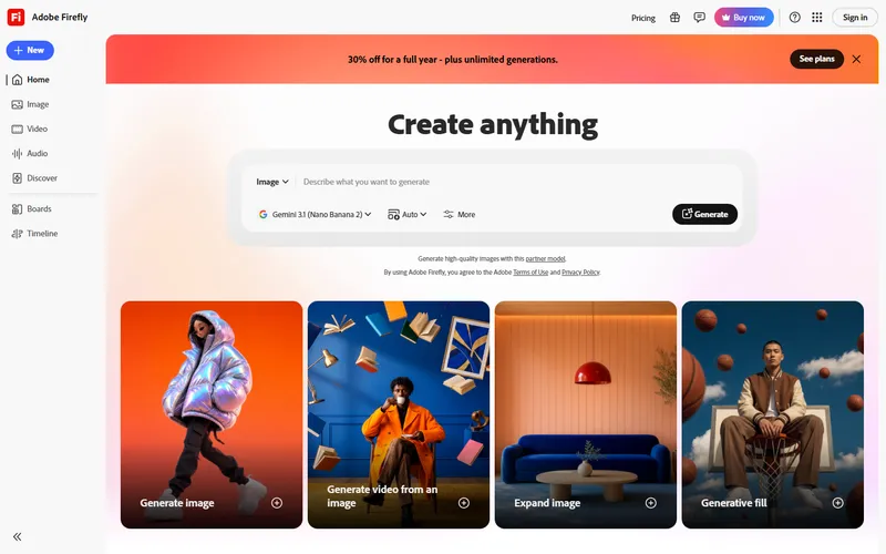 Adobe Firefly website